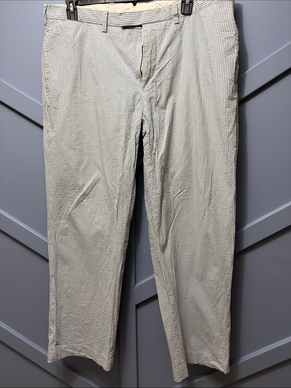 Polo by Ralph Lauren White and Light Blue Seersucker Chinos